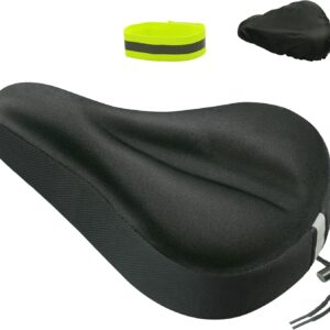 Gel Bike Seat Cover Padded Bicycle Saddle Covers for Women & Men, Most Comfortable Exercise Bike Seat Cushion Cover, Soft for Spin Indoor Outdoor Cycling Class Mountain Stationary Bikes
