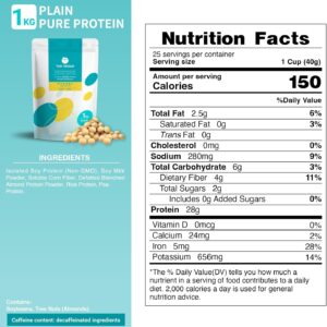THE VEGAN Plant Based Protein Powder (Plain & Unsweetened) | 2.2lb Vegan Protein | Non-GMO Low FODMAP Soy Protein Isolate with Probiotics | Dairy-Free | Vegan-Friendly | Low Cholesterol | 25 Serving