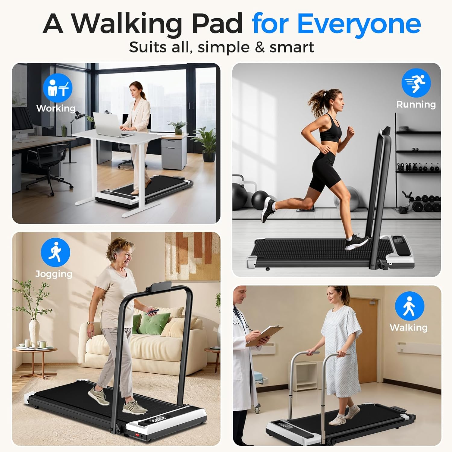 AoraPulse Portable Foldable Treadmills for Home, Small Folding Treadmill for Home Office with 300 LBS Capacity, Walking Running Exercise Electric Compact Treadmill with LED Display - Image 7