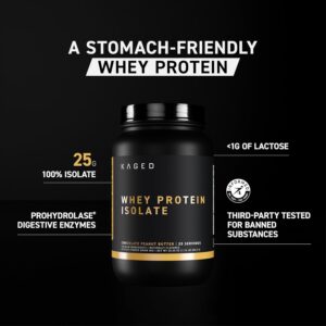 Kaged Whey Protein Isolate Powder | Chocolate Peanut Butter | 100% Pure Low Lactose Whey | Post Workout Recovery Drink | Supports Muscle Building | Supplements for Men & Women | 25 Servings