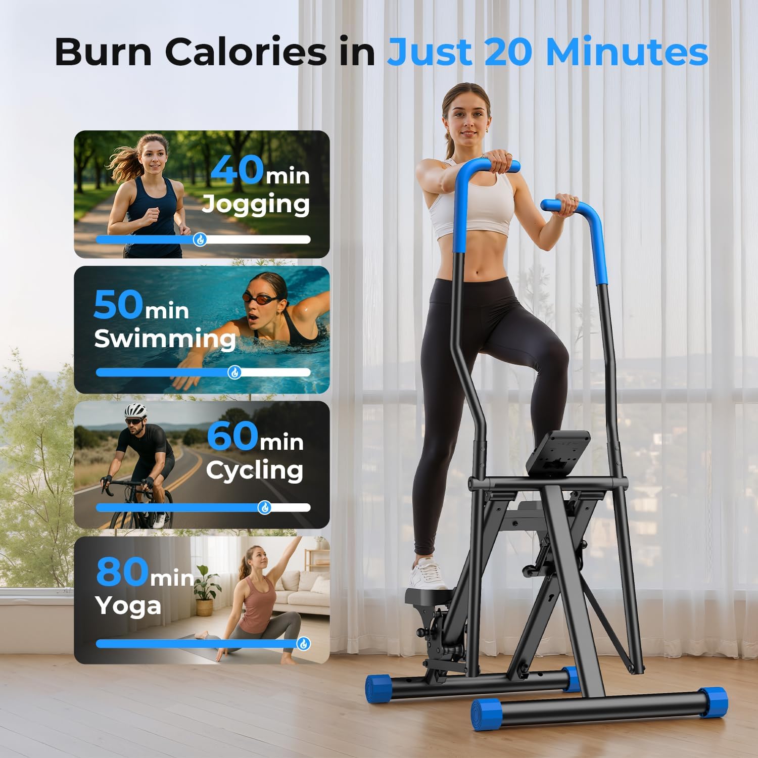 OWLSKY Stair Stepper Vertical Cardio Exercise Climber Stair-Master for Exercise at Home Full Body Workout Machine with Handlebar 330LBS Load with Adjustable Step Range Pedals - Image 6