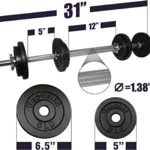 Yes4All Adjustable Dumbbell Set with Weight Plates/Connector – Exercise & Workout Equipment – Size Options 40lbs to 200lbs