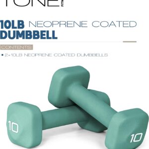Tone Fitness Neoprene Dumbbell Weight Pairs with Anti-Roll Square Head | Multiple Options