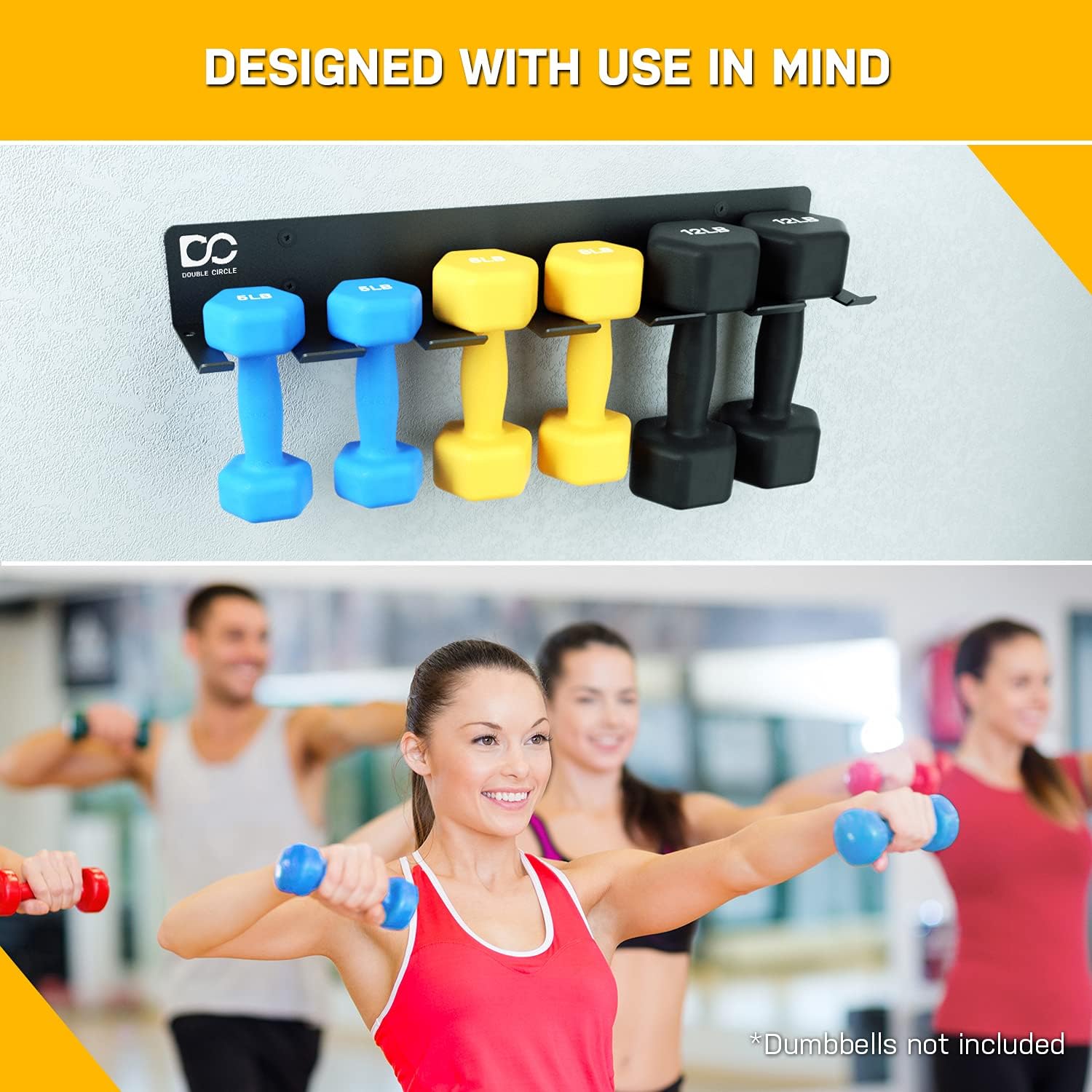 Double Circle Gym Rack Organizer, Multi-Purpose Workout Gear Wall Rack Hanger for Home and Pro Gym Storage for Exercise Bands, Jump Ropes, Chains, Lifting Belts - Image 2