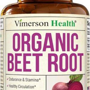 USDA Organic Beetroot Supplement – Pure Beet Root Powder with Organic Black Pepper for Circulation, Energy & Stamina – Nitric Oxide Support for Pre & Post Workout Performance & Endurance – 120 Tablets