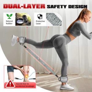 Ankle Resistance Bands with Cuffs, Leg and Glutes Workout Equipment, Resistance Bands with Ankle Straps for Cable Machine Kickbacks, Booty Workouts, Lower Body Exercises – Home Gym Exercise Equipment