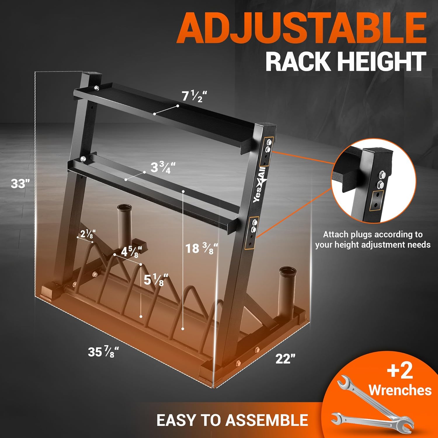 Yes4All 6 Pegs & 4 Barbell Storage Racks Load Up to 1190 LBS - Wall Mounted Weight Plate Tree & Barbell Holder - Image 2