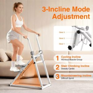 Upgraded Foldable Stair Stepper Machine with Adjustable Handles Cardio Climber for Home Cardio Workout, LCD Display & Non-Slip Pedals – Quiet, Stable Design Fitness Equipment Supports 330 lbs
