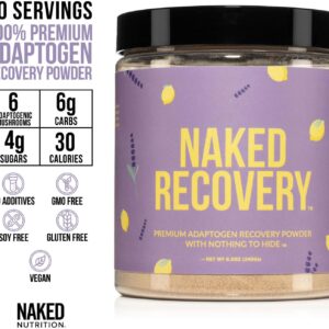 NAKED Recovery – Mushroom Supplement Powder – Lions Mane, Cordyceps, Reishi, Tart Cherries, Lemon Balm – Adaptogen Wellness Formula, Stress Relief, Muscle Recovery – 30 Servings