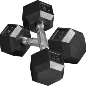 Soozier Hex Dumbbell Set of 2, Rubber Weights Exercise Fitness Dumbbell with Non-Slip Handles, Anti-roll, for Women or Men Home Gym Workout
