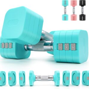 20LBS Adjustable Dumbbell Set, 4 in 1 Free Weights Dumbbells Set for,4lb 6lb 8lb 10lb, with Metal Non Slip Handle，Quick Change，Home Gym Strength Training Equipment for Men and Women
