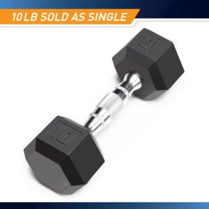 Marcy Classic Rubber Hex Dumbbell with Knurled Grip for Strength Training and Bodybuilding, 5lb – 50lb Single Dumbbell for Exercise & Fitness, Sold Individually