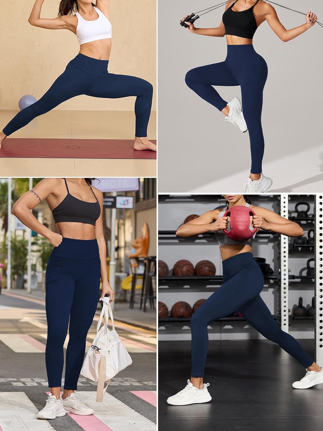 Buttery Soft Leggings with Pockets, High Waisted Tummy Control No See Through Workout Yoga Pants for Women - Image 5