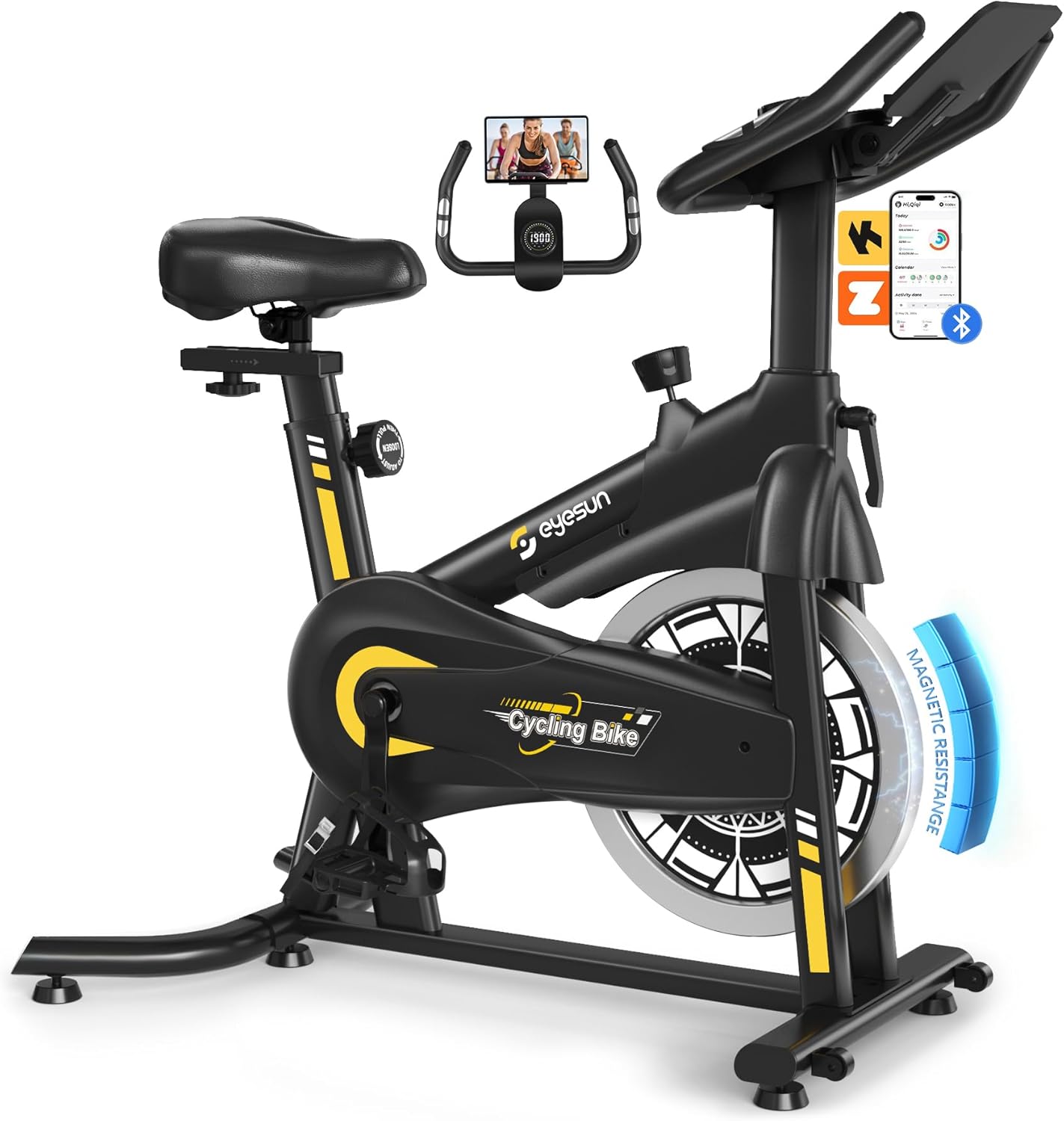 Exercise Bikes for Home,Indoor Cycling Bike with Adjustable Magnetic,Brake Pad Resistance Silent Belt Drive,330lbs Weight Capacity &Upgraded Version Seat for Home Cardio&Weight Loss