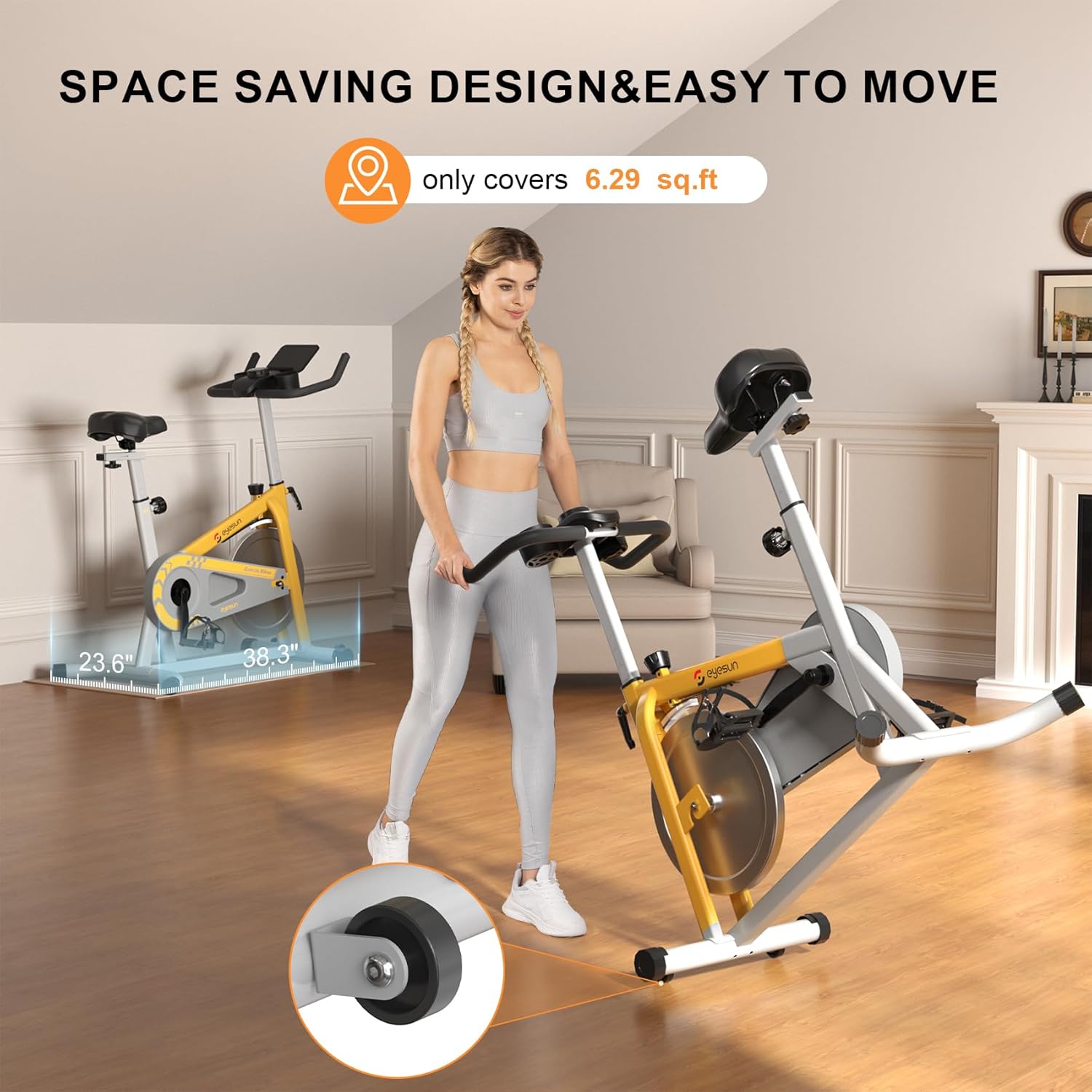 Exercise Bikes for Home,Indoor Cycling Bike with Adjustable Friction,Brake Pad Resistance Silent Belt Drive,330lbs Weight Capacity &Upgraded Version Seat for Home Cardio&Weight Loss - Image 8