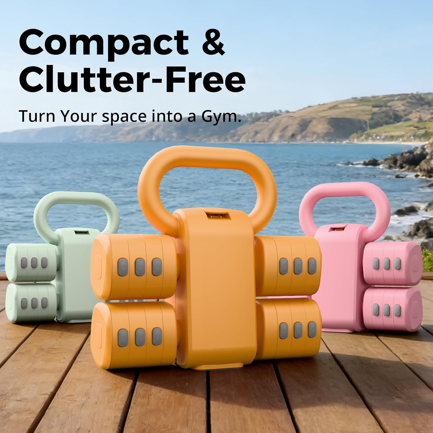 2-in-1 Adjustable Dumbbells & Kettlebell Set, 4 Levels Weight Quick Change(2.2 3.3 4.4 5.5 lbs), for Women Home Gym Exercise Training, with Complimentary Non-slip Touch Fastener. - Image 2