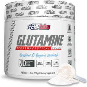 EHP Labs L Glutamine Powder Amino Acids – L-Glutamine, Workout Recovery, Immune Health & Gut Health Support (500g) – 100 Servings