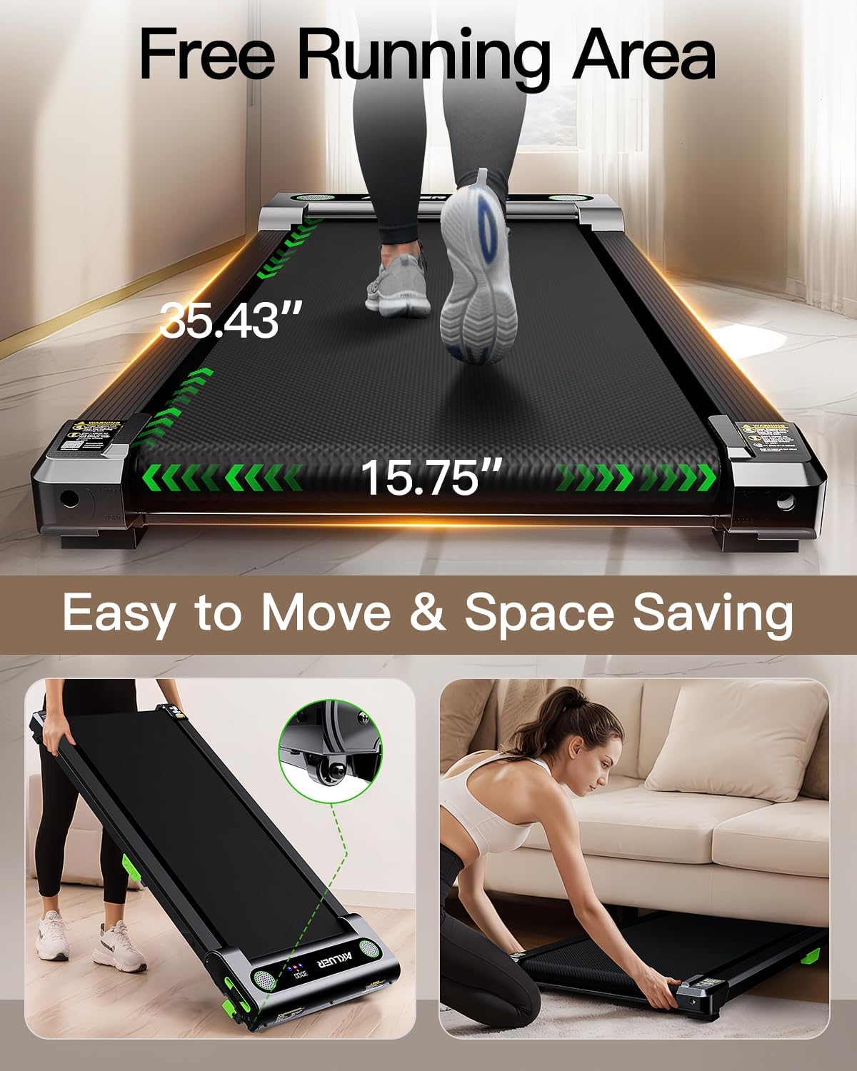 Walking Pad with Incline, Akluer Incline Treadmills for Home, 2.5 HP Under Desk Treadmill Small with Remote Control, Walking Pad Small Treadmill with LED Display - Image 5