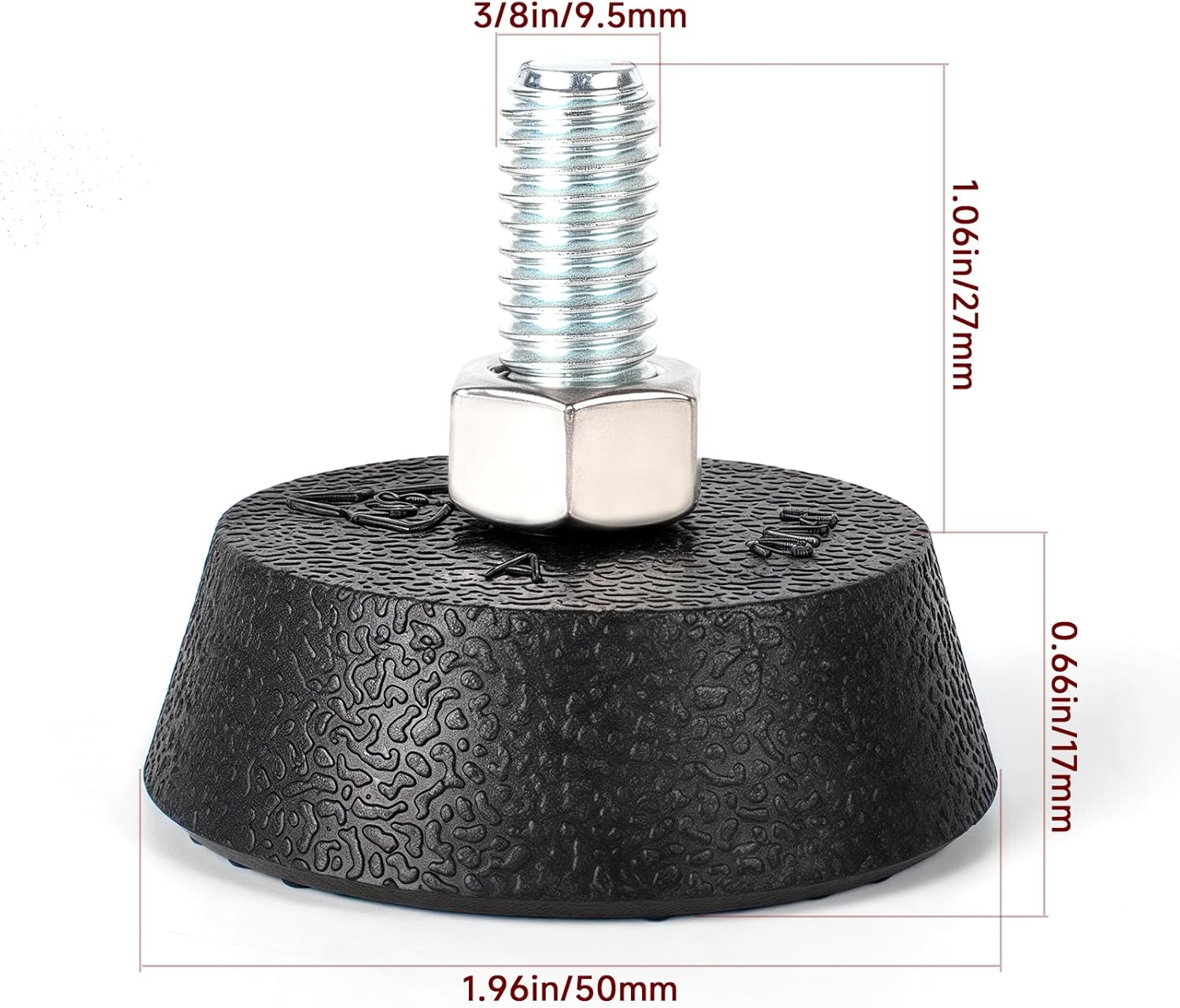 (4 Pack) for Peloton Exercise Bike Support Foot Pad, Upgraded Stainless Steel 3/8" Leveling Screws, Rubber Swivel Non-Slip Shock-Absorbing, Easy Install Replacement Parts - Image 2