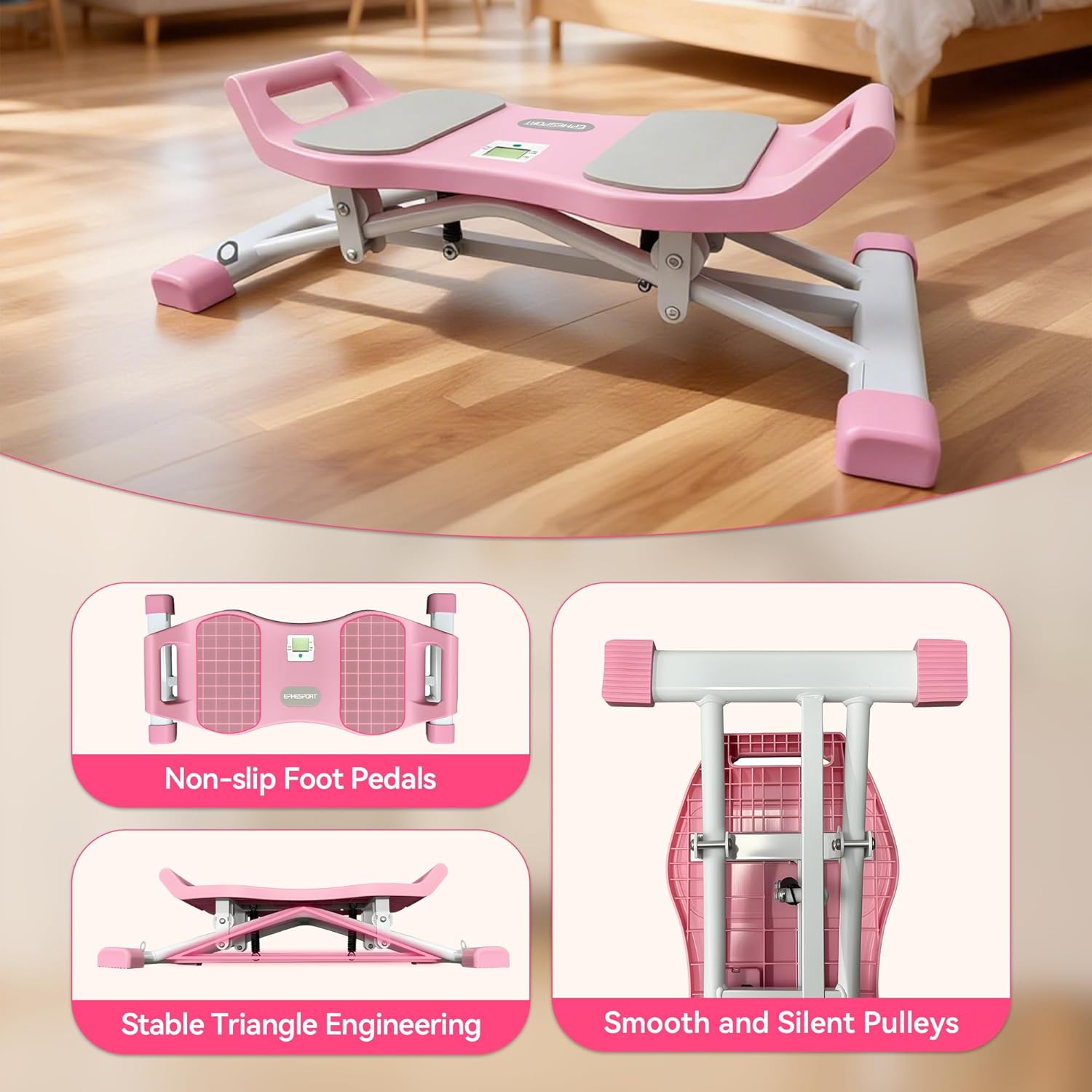 EPHESPORT Upgraded Slide Steppers for Exercise at Home, Balance Board, Wobble Board with Resistance Bands, Portable Ski Balancing Machine Featuring LCD Monitor, Full Body Cardio Workout Equipment - Image 5