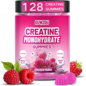 Creatine Monohydrate Gummies 5000mg –Muscle Strength,Energy,Focus, Recovery Support 128 Gummies Pre & Post Workout Supplement Bottle Delicious Creatine Supplement for Men and Women – Raspberry Flavor