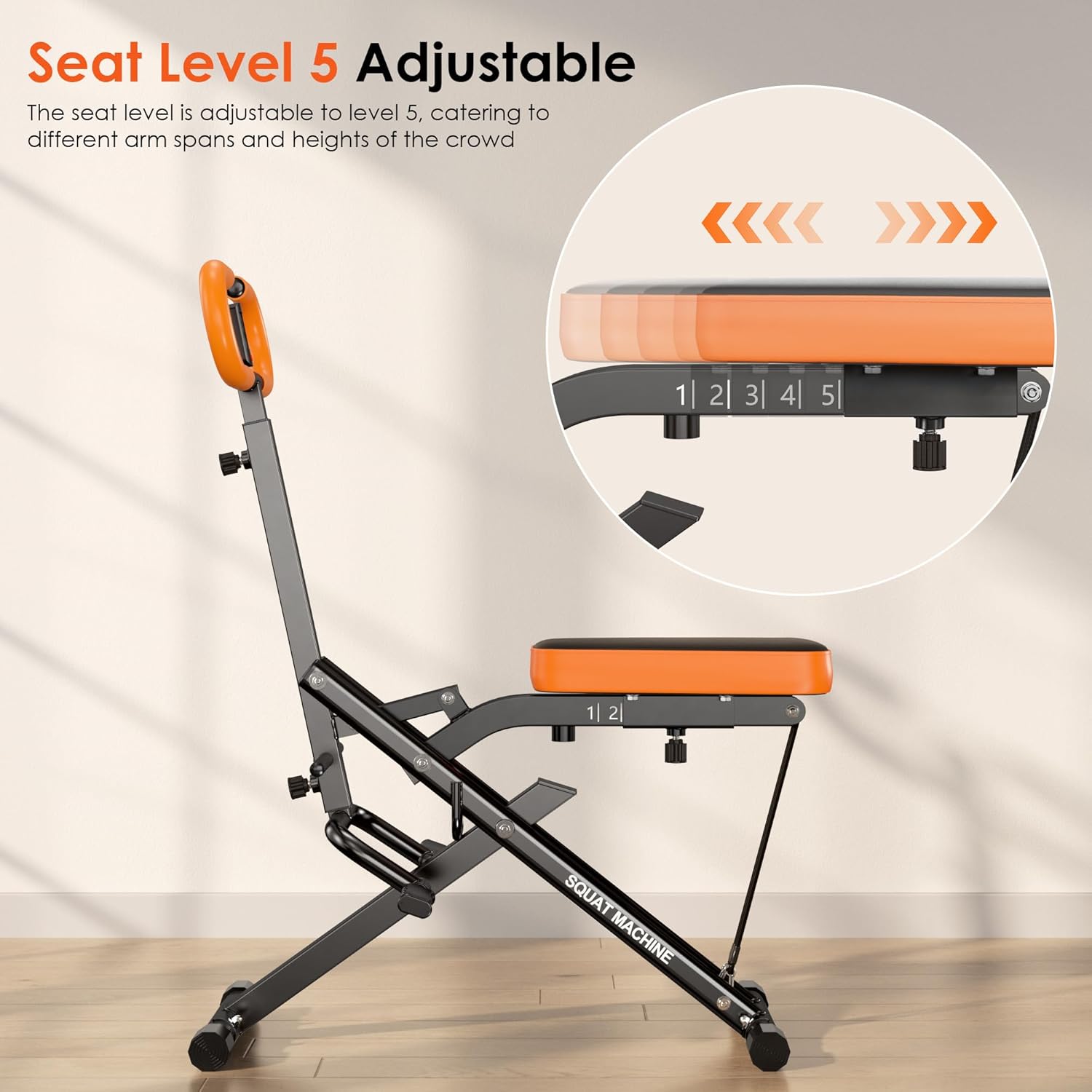 soges Squat Machine for Home, Squat Assist Trainer with Adjustable Resistance, Foldable Rowing Machine, LCD Display, Exercise Assisted Trainer for Glutes Legs Workout - Image 6
