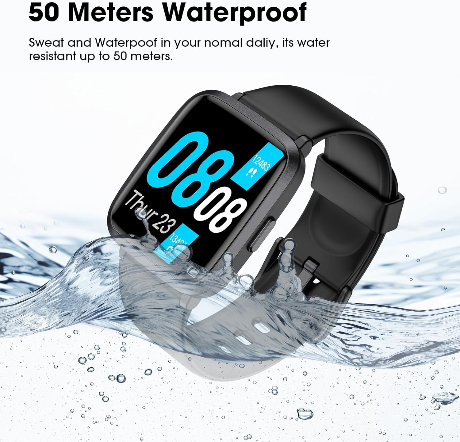 Fitness Tracker, Fitness Watch with Blood Oxygen, Blood Pressure & Heart Rate Monitor, Steps Calories Counter, Sleep Monitor, Pedometer 50 Meters Waterproof, Smart Watch for Android iPhones - Image 7