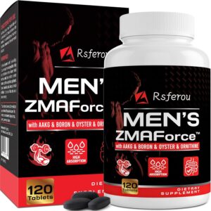 ZMAFORCE Supplements for Men — Male Enhancing Supplement for Testosterone Booster*, Energy, Post Workout & Muscle, Zinc Supplements with Magnesium, AAKG, Tribulus Terrestris, 120 Tablets