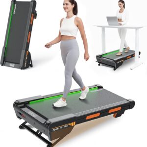 Walking Pad Treadmill with Auto Incline 15%, Vitalwalk Full Deck 40″x16″, 350lbs Capacity, 3.0HP Brushless, Portable Under Desk Treadmills for Home Office, Upright Space-Saving, Ambient Light, APP