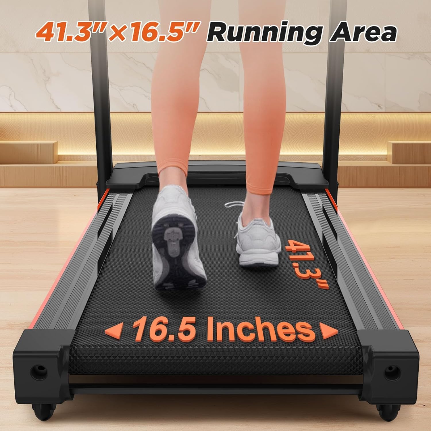 8.5 MPH Treadmills with 15% Auto Incline, 3.25 HP Walking Pad Treadmill with Handle Bar, 400 lbs Capacity, Folding Running Machine for Home with Digital LED Display & App - Image 6