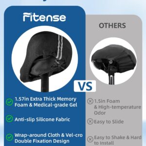 Bike Seat Cushion, Gel Padded Bike Seat Cover for Men Women, Extra Soft Exercise Bicycle Cushion Fit for Peloton, Spin Stationary Exercise, Cycling Bike with Adjustable Vel-co Secure