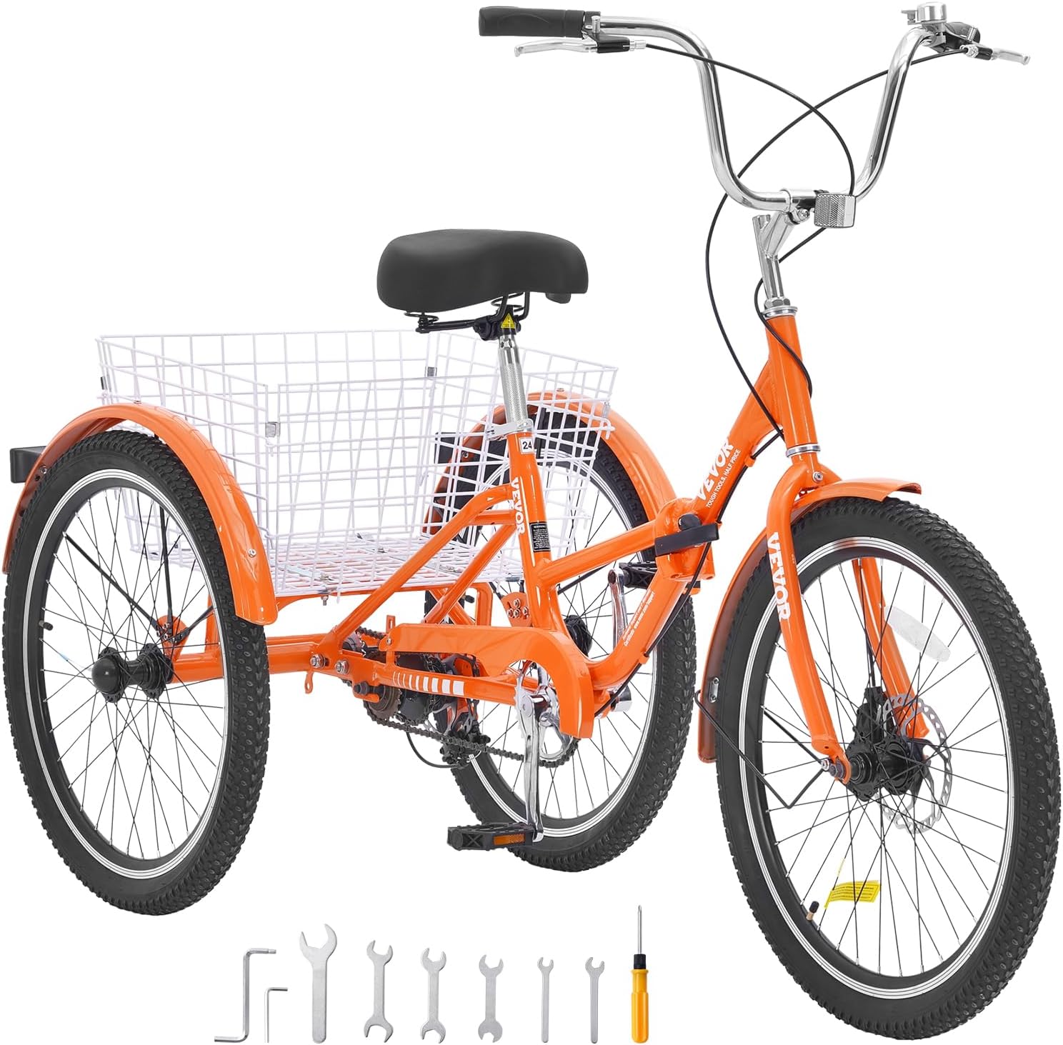 VEVOR Folding Adult Tricycle,Adult Folding Trikes, 3 Wheel Cruiser Bike with Large Basket & Adjustable Seat, Shopping Picnic Foldable Tricycles for Women, Men, Seniors - Image 9