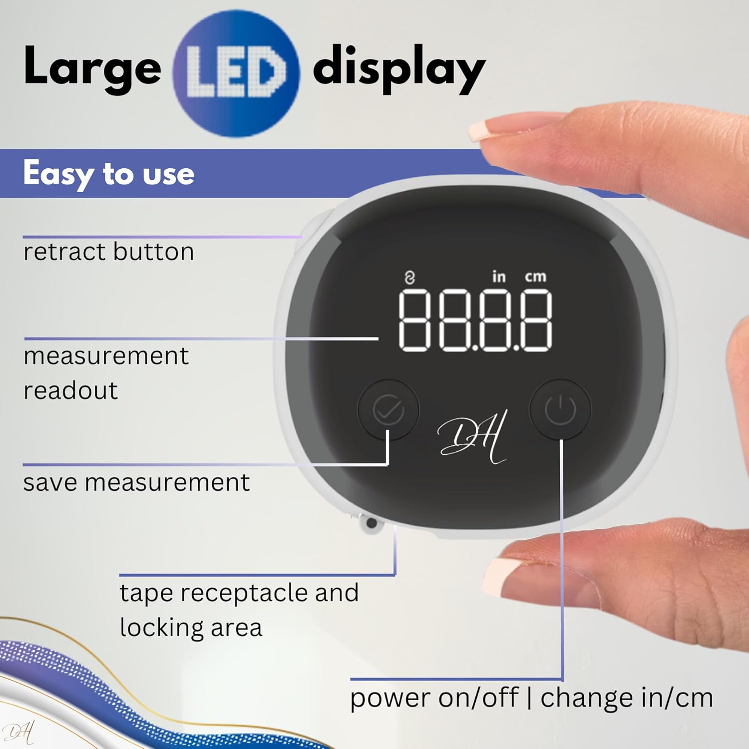 Diamond Hills Rechargeable Smart Body Tape Measure, Measuring Tape for Weight Loss, 60in/150cm, Bluetooth Body Measurement with App, Fitness Measurement Device for Muscle Gain, Waist - Image 3