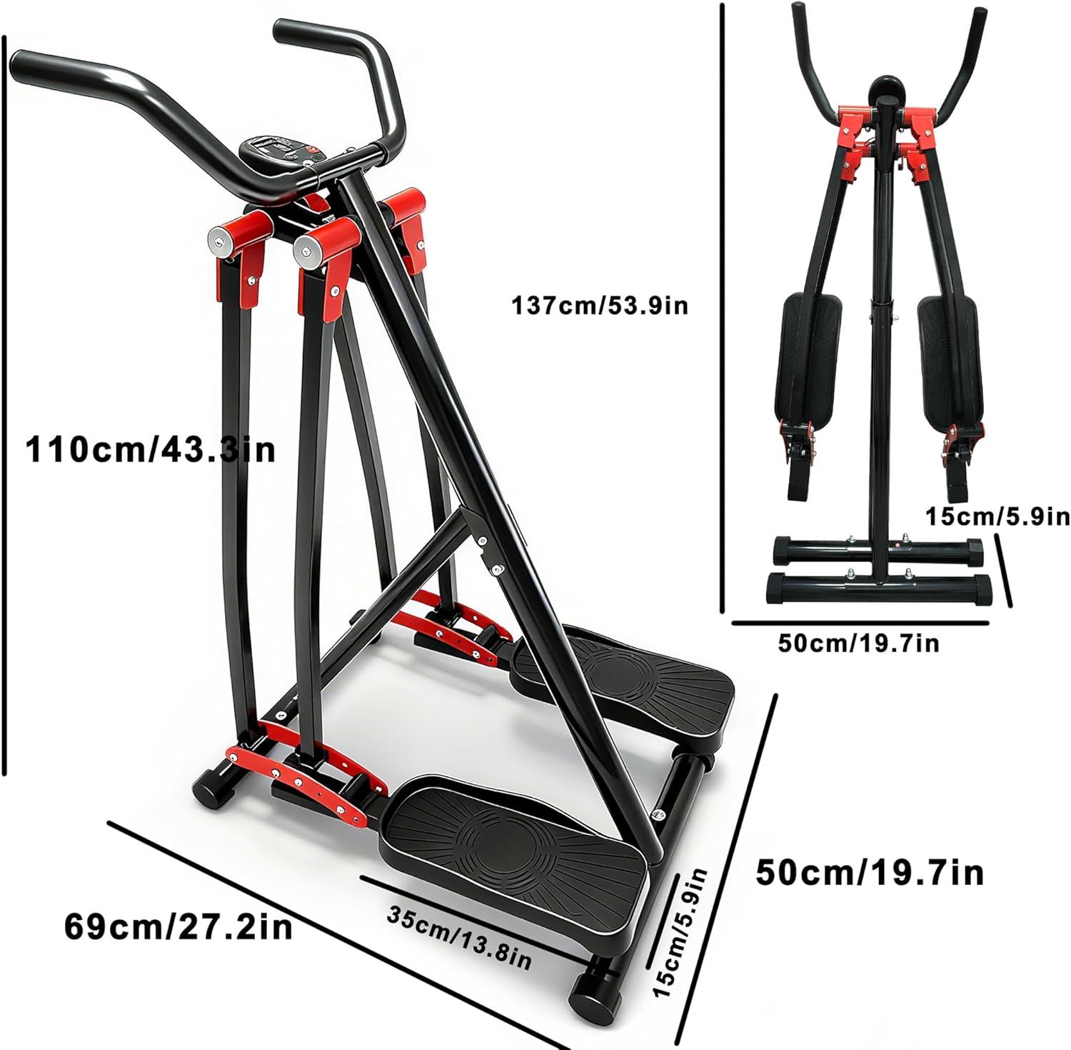 KINMAC Air Walking Elliptical Exercise Machine - Foldable Low-Impact Cardio Trainer with LCD Monitor, Extended Stride & Non-Slip Pedals for Home Gym - Image 9