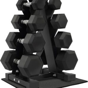 Fitvids Rubber Coated Hex Dumbbell Set with Storage Rack, 100/150/200/550 LB Hand Weight Set with Anti-Slip Grip for Home Gym