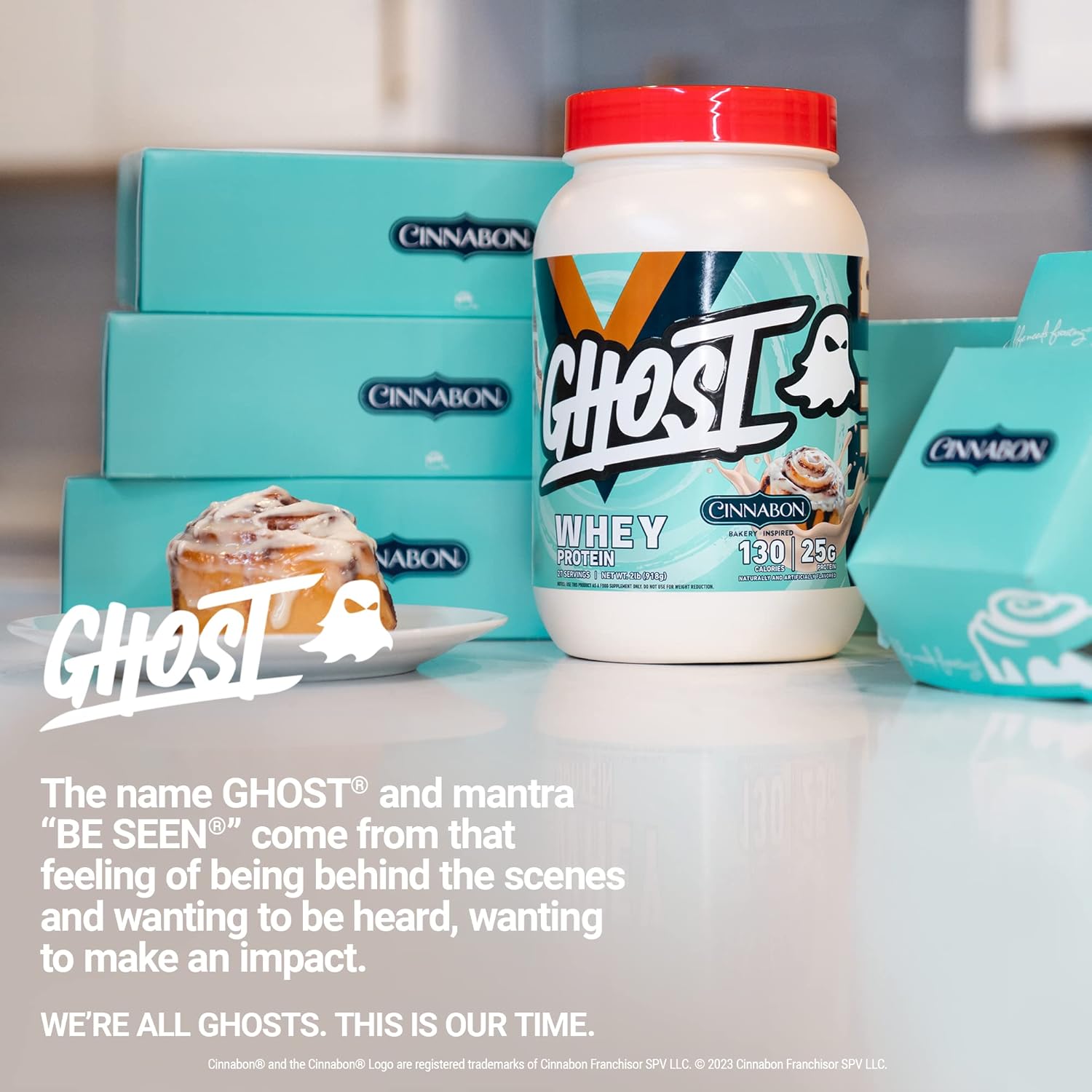 GHOST Whey Protein Powder, Cinnabon - 2LB, 25G of Protein - Cinnamon Roll Flavored Isolate, Concentrate & Hydrolyzed Whey Protein Blend - Post Workout Shakes - Soy & Gluten Free - Image 6