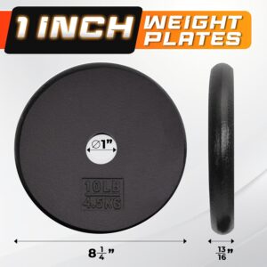 Yes4All Standard 1″ Cast Iron Weight Plate – Ideal for Strength Training – Multiple Weight: 5LB to 25LB (Single & Set of 4)