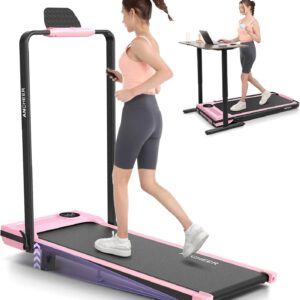 Folding Treadmill with Incline,4 in 1 Foldable Walking Pad with Handle Bar,Under Desk Treadmill for Home Office,Walking Pad 350LBS Weight Capacity/Dual Control/LED Display