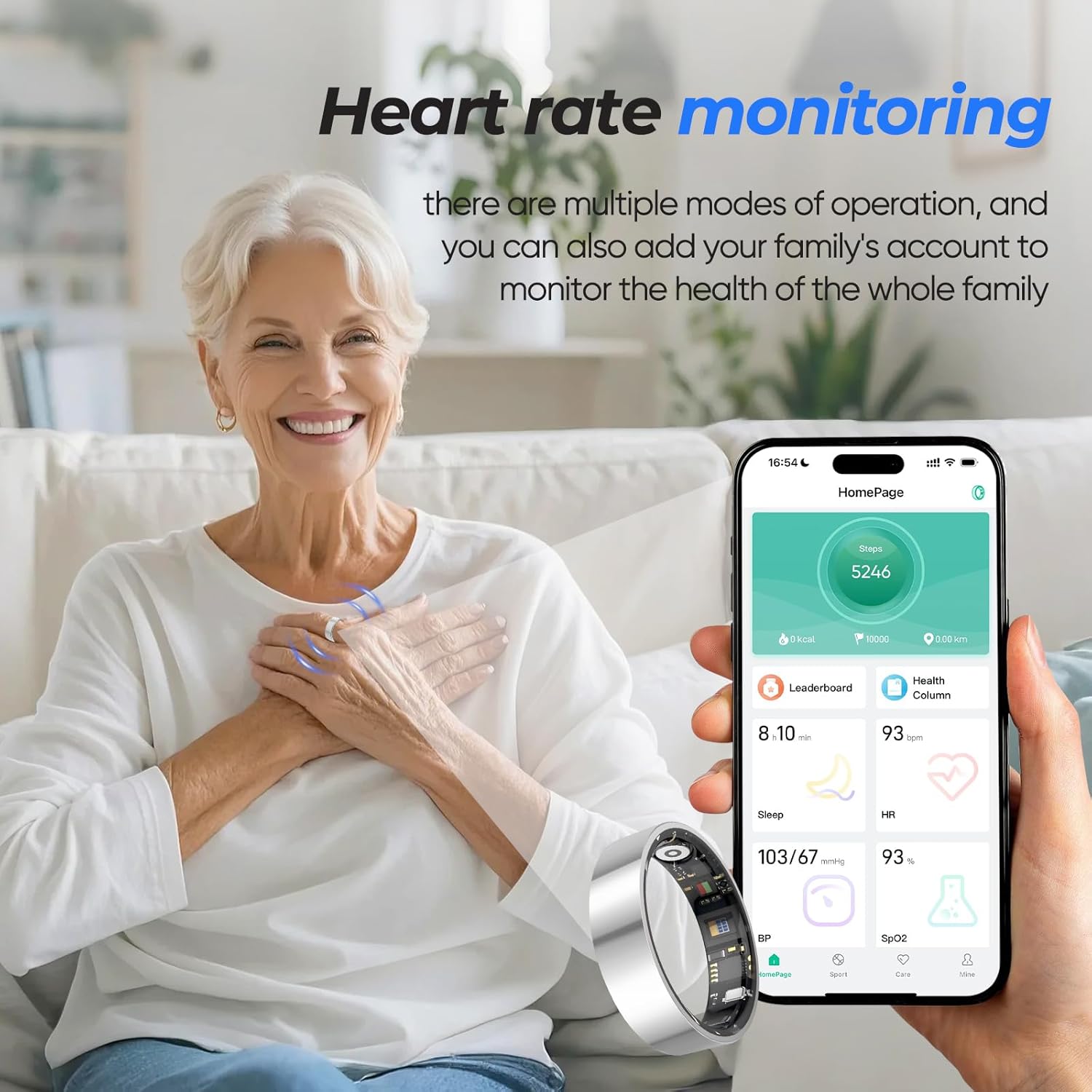 Smart Ring with Sleep Apnea Monitoring, No APP Subscription, 10-Day Battery Life, Stress/Heart Rate/Women's Health Tracker, Android & iOS Compatible (Black, 8) - Image 5