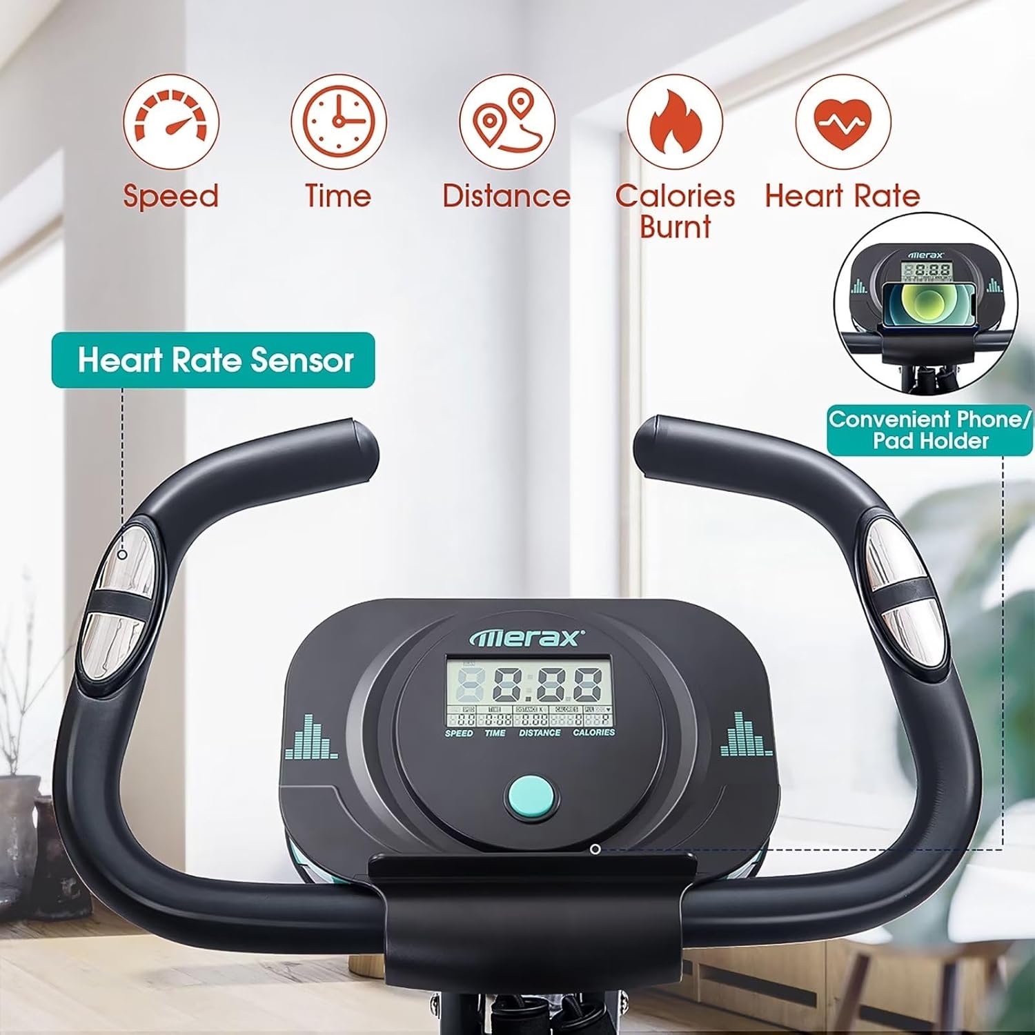 Merax Folding Exercise Bike, Foldable Fitness Stationary Bike Machine, Upright Indoor Cycling Bike, Magnetic X-Bike - Image 3