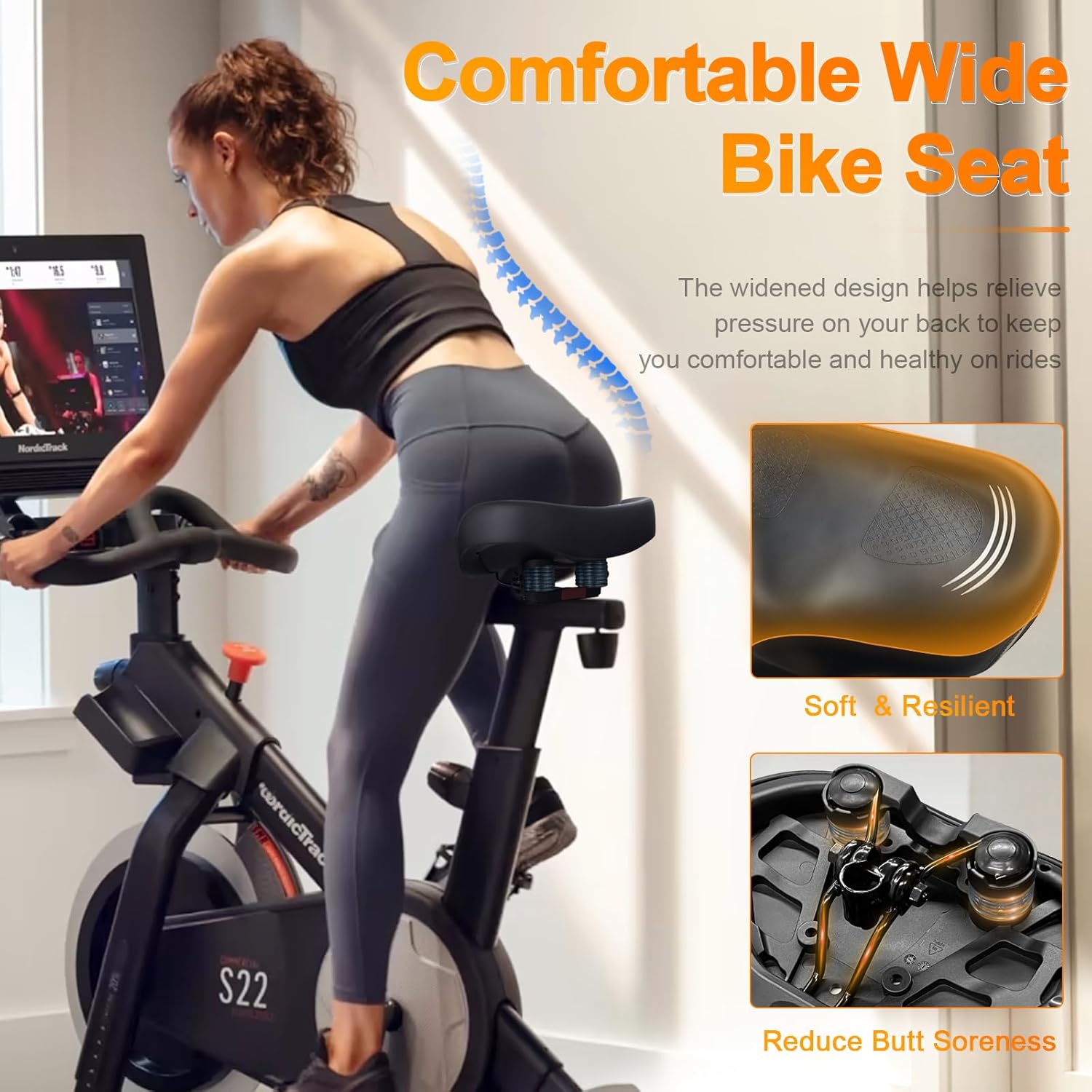 Bike Seat Noseless Wide Bicycle Seat for Women Men, Bike Seats Cushion Comfort for Big Butt, Multiple Fit Saddle for Peloton, Electric, Exercise, Cruiser Bikes - Image 6
