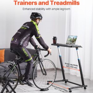 VEVOR Cycling Desk, Adjustable Bike Trainer & Treadmill Desk with Triangle Support, Non-Slip Multi-Slot Bike Trainer Fitness Desk with Handle Bar, Fit for Home Office Exercise