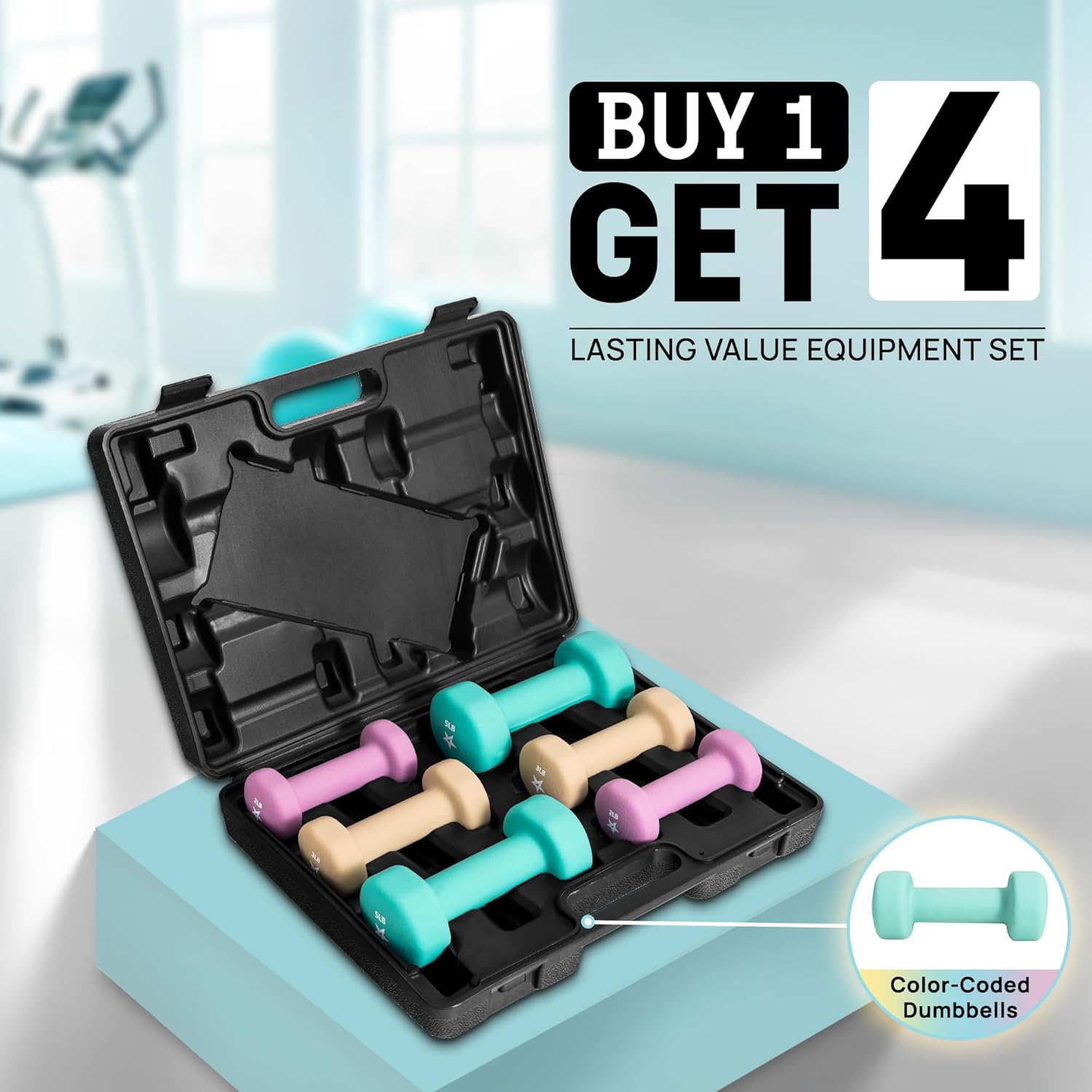 Yes4All Neoprene Coated Dumbbell Hand Weight Sets - Multiple Weight Options with Rack, Anti-roll, Anti-Slip, Hexagon Shape - Image 6