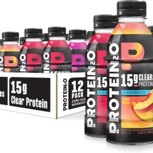 Protein2o Hydration Drink – 2-in-1 Liquid Clear Whey Protein Isolate and Electrolyte Drink – 15g Protein, Vitamins B5, B6 – Post-Workout Recovery – 16.9 Fl Oz – 12 Count Flavor Fusion Variety Pack