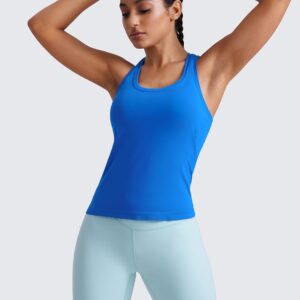 CRZ YOGA Seamless Racerback Tank Tops for Women – Gym Workout Athletic Running Sleeveless Shirts Breathable Scoop Neck