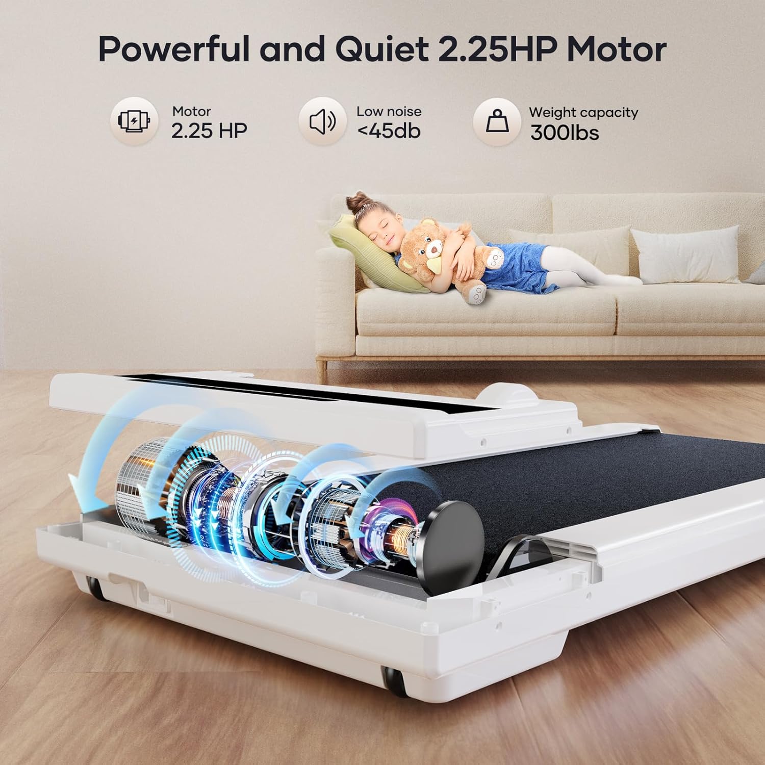 Walking Pad with Incline, Under Desk Treadmill, Portable Treadmills for Home/Office, Walking Jogging Running Machine 300 lbs Capacity with LED Display, Remote Control/App Control - Image 5