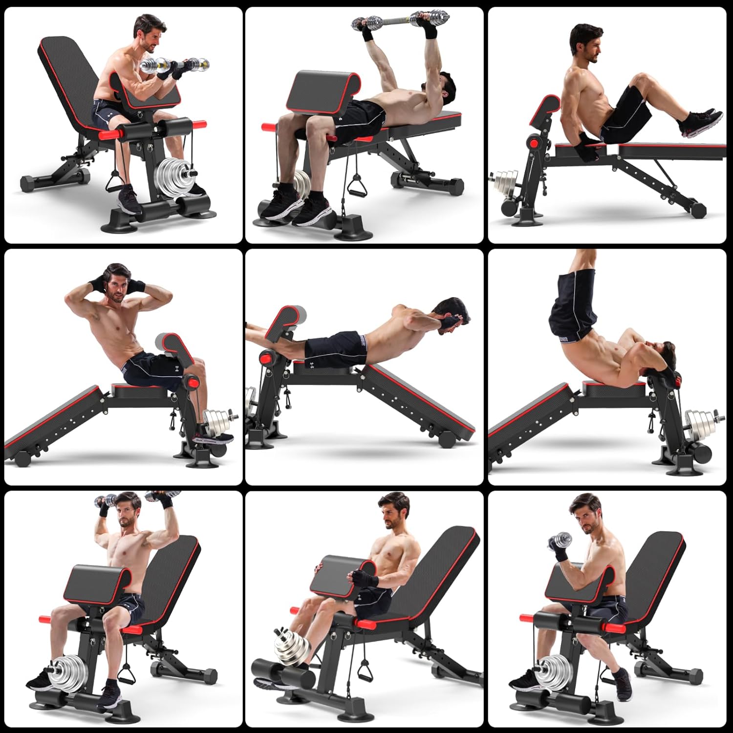 Adjustable Weight Bench,Utility Workout Bench Foldable Incline Decline Benches for Home Gym Full Body Workout,Load 600LBS - Image 7
