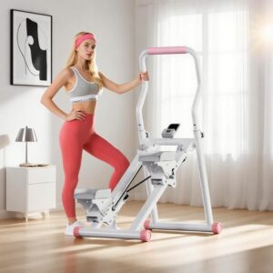 DlandHome Stair Stepper for Home Gym, Foldable Vertical Climber Machine with LCD Monitor, Stair Master with Adjustable Handlebar & Oversized Pedal, Stair Climber for Full-Body Workout