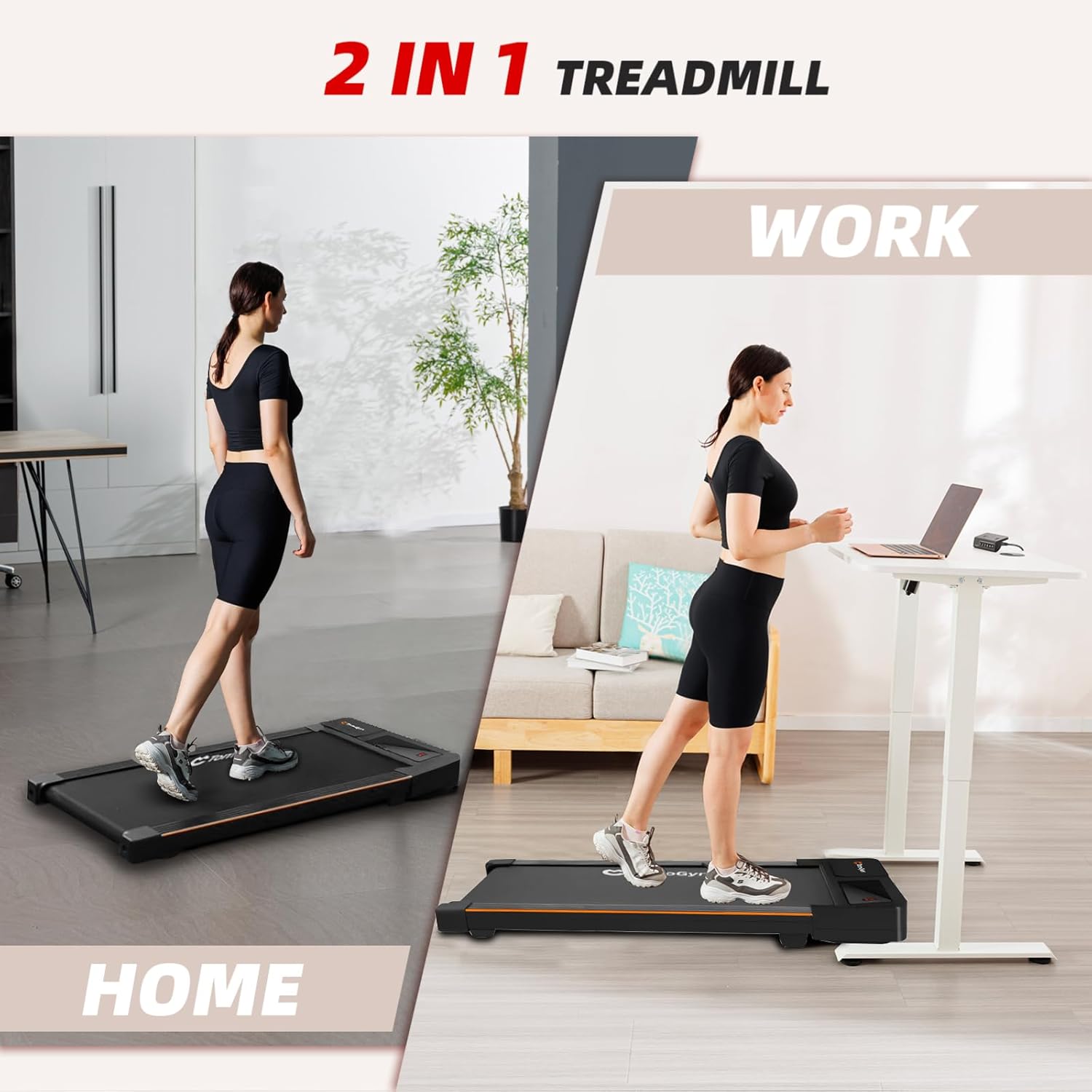 Walking Pad, 2-in-1 Treadmill for Home & Office, Portable Under Desk Treadmill Walking Jogging Machine with Remote Control - Image 3