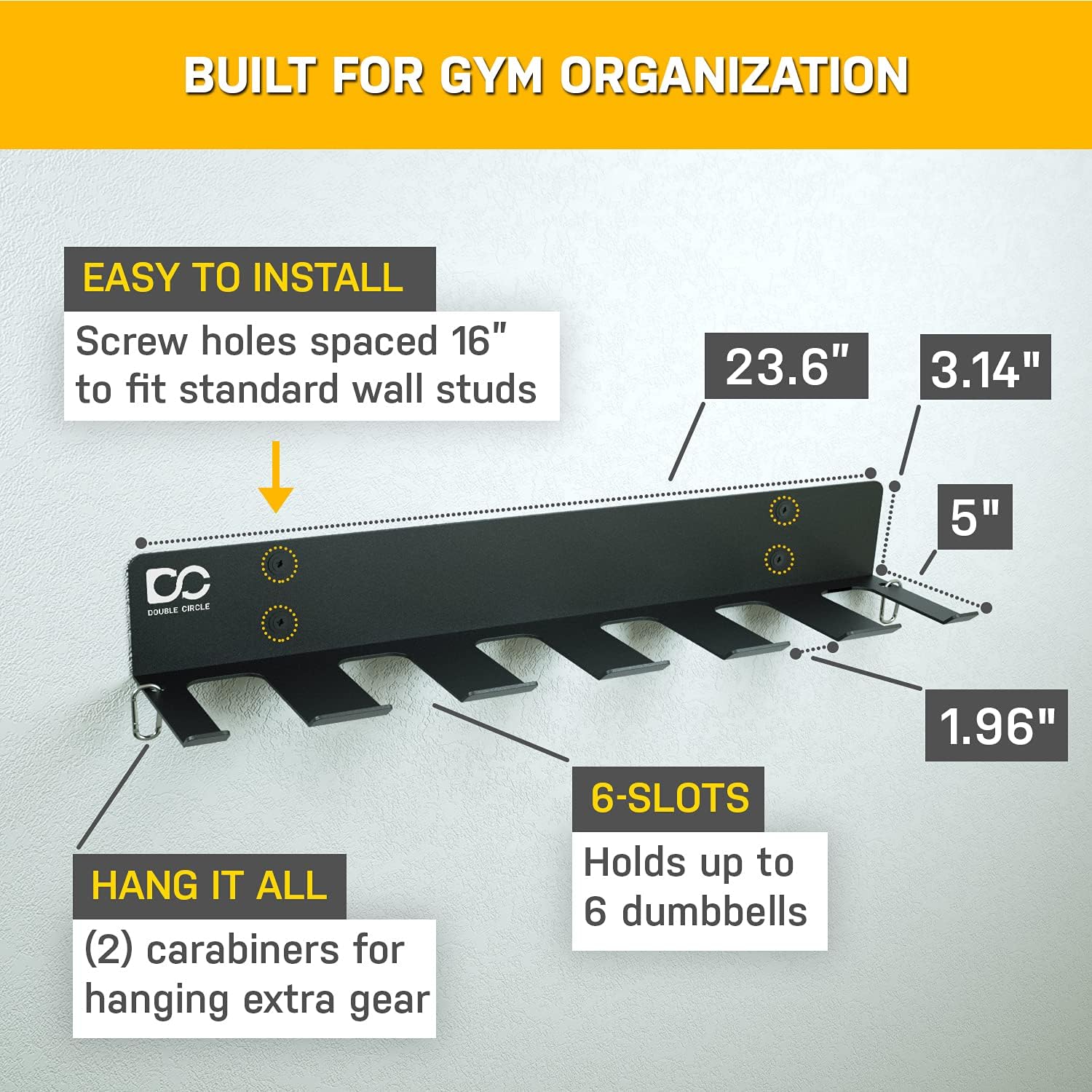 Double Circle Gym Rack Organizer, Multi-Purpose Workout Gear Wall Rack Hanger for Home and Pro Gym Storage for Exercise Bands, Jump Ropes, Chains, Lifting Belts - Image 3